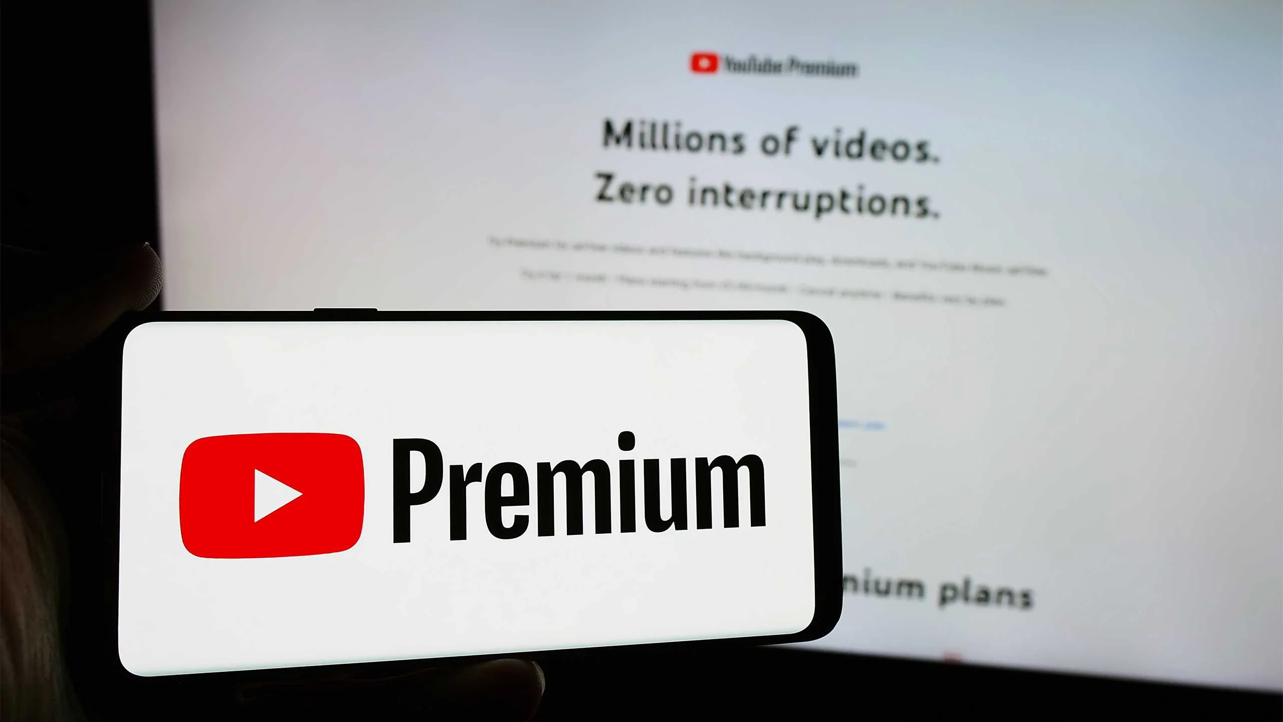 YouTube Premium logo on a phone